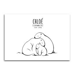 Affiche Famille Ours Polaires - Noir