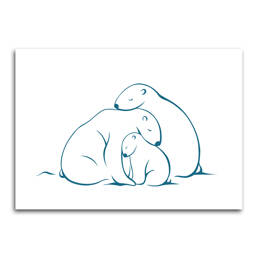 Affiche Famille Ours Polaires - Bleu