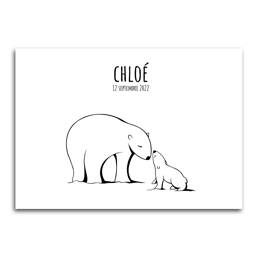 Affiche Ours Polaire et Ourson - Noir