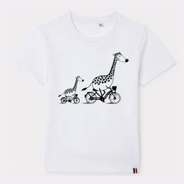 T-Shirt Enfant Famille Girafes à Vélo