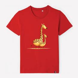 T-Shirt Enfant Girafe et Girafon couleur - Rouge
