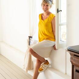 top Diagonal asymétrique femme laine mérinos bio et soie
