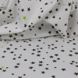Tissu 100% coton Etoiles taupe et vert anis