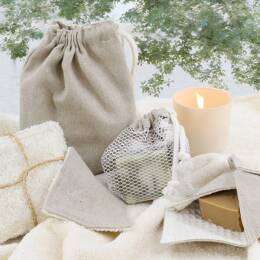 Pack de lingettes lavables + un filet et une pochette é savon LINELLE