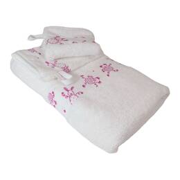 Serviette et 2 gants de toilette en coton éponge TOURNICOQUIN