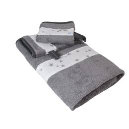 Serviette et 2 gants de toilette en coton éponge ÉTOILE