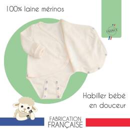 Body naissance cache-cœur 100% laine mérinos