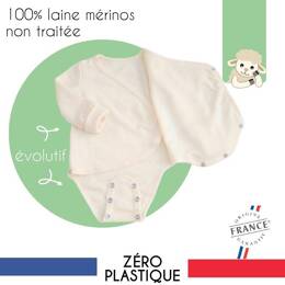 Body naissance cache-cœur 100% laine mérinos