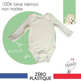 Body manches longues évolutif 100% laine mérinos