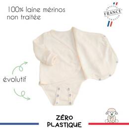 Body naissance cache-cœur 100% laine mérinos