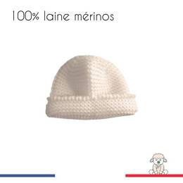 Bonnet de naissance bébé 100% laine mérinos