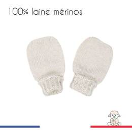 Moufles naissance pour bébé 100% laine mérinos