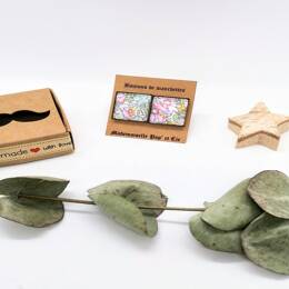 Boutons de manchettes carré Cuivre en Liberty Amelie rose