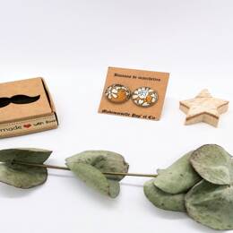 Boutons de manchettes ronds argent en Liberty Capel moutarde