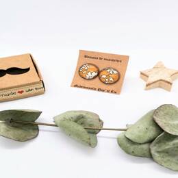 Boutons de manchettes ronds cuivre en Liberty Capel moutarde