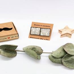 Boutons de manchettes carré cuivre en Liberty Capel gris