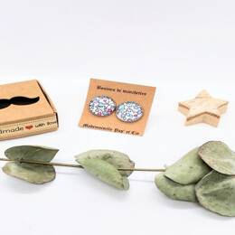 Boutons de manchettes ronds argent en Liberty Eloise bleu