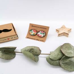 Boutons de manchettes ronds cuivre en Liberty d'Anjo Rouge