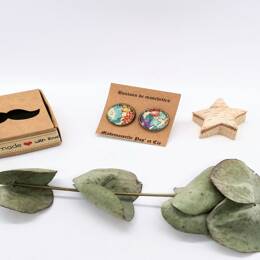 Boutons de manchettes ronds argent en Liberty Michelle multicolore