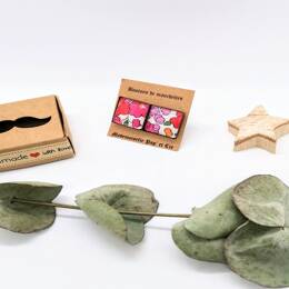 Boutons de manchettes carrés cuivre en Liberty Betsy Grenadine