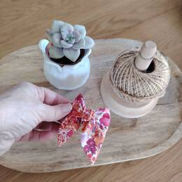 Barrette "luxe" en Liberty Margaret Annie Hibiscus Fluo