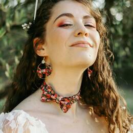 Boucles d'oreilles créoles en Liberty Nectar Rasberry
