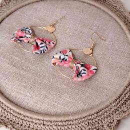 Boucles d'oreilles créoles en Liberty Wiltshire Pois de Senteur