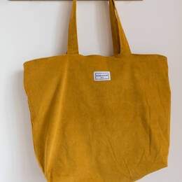 Sac Cabas en Velours Jaune Moutarde