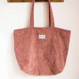 Sac Cabas en Velours côtelé Rose