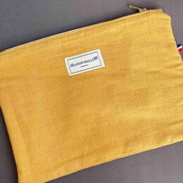 Pochette en Lin Jaune Moutarde