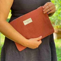 Pochette en Lin Terracotta