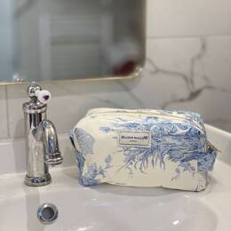 Trousse de Toilette Toile de Jouy Bleue
