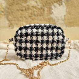 Sac à bandoulière Noir et Blanc Pied de Poule Constance