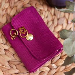 Mini Portefeuille En Toile Unie Rose Fuchsia