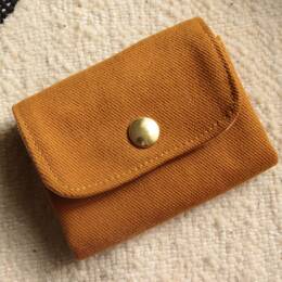 Mini Portefeuille En Toile Unie Ocre
