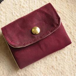 Mini Portefeuille En Coton Enduit Imperméable Lie de Vin