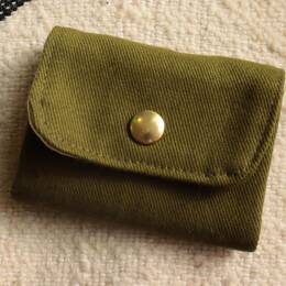 Mini Portefeuille En Toile Unie Vert Kaki