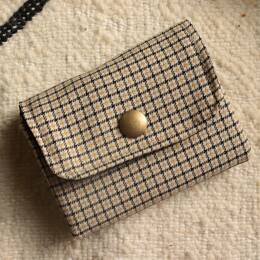 Mini Portefeuille à Carreaux Beige et Noir
