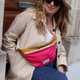 Sac banane bicolore Rose fuchsia et Jaune moutarde