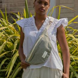 Sac Banane Lin Vert Kaki