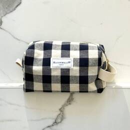 Trousse de Toilette XXL Carreaux Vichy Bleu Marine