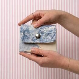 Mini Portefeuille Toile de Jouy bleue