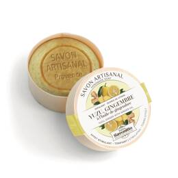 Savon Yuzu & Gingembre dans boite en bois avec exfoliant 100g