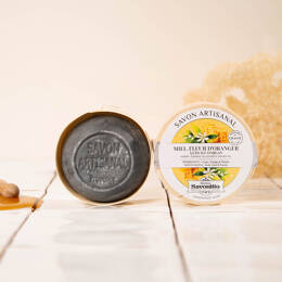 Savon Miel & Fleur d'Oranger dans boîte en bois 100g