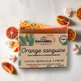 Savon saponifié à froid à l'Huile essentielle d'Orange Sanguine 100g