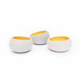 Lot de 3 photophores en béton cream gold