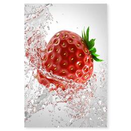 Tableau fraise et goutte d'eau impression sur aluminium 40x60 cm