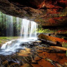 Tableau nature chute d'eau impression sur verre acrylique 120x80 cm