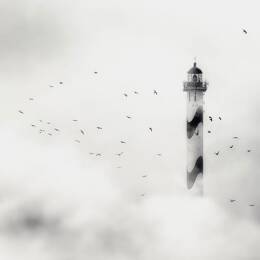Tableau phare dans le brouillard toile imprimée 120x80 cm