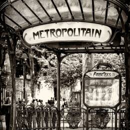 Tableau noir et blanc métropolitain Paris imprimé sur toile 80x120 cm